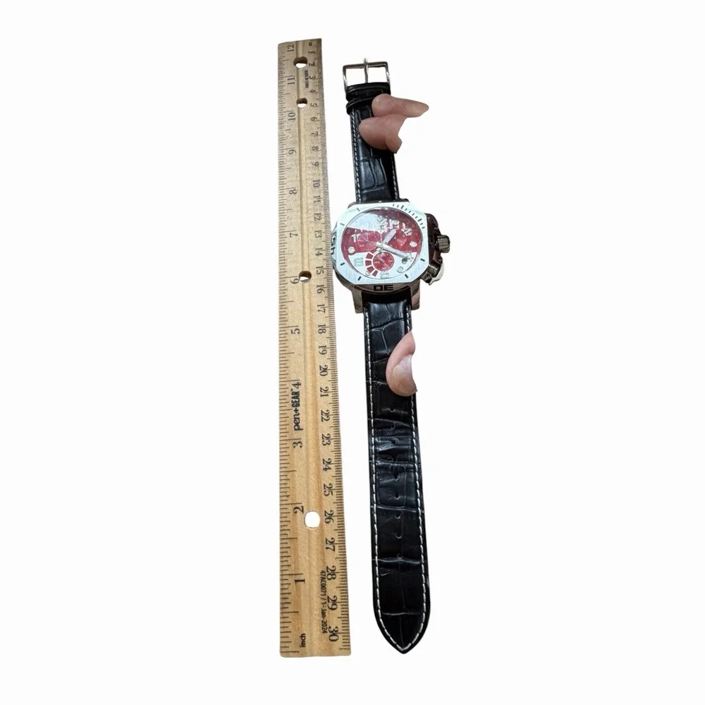 Swiss Legend Scubador Chronograph Men's Watch  Vibrant Red Dial leather band